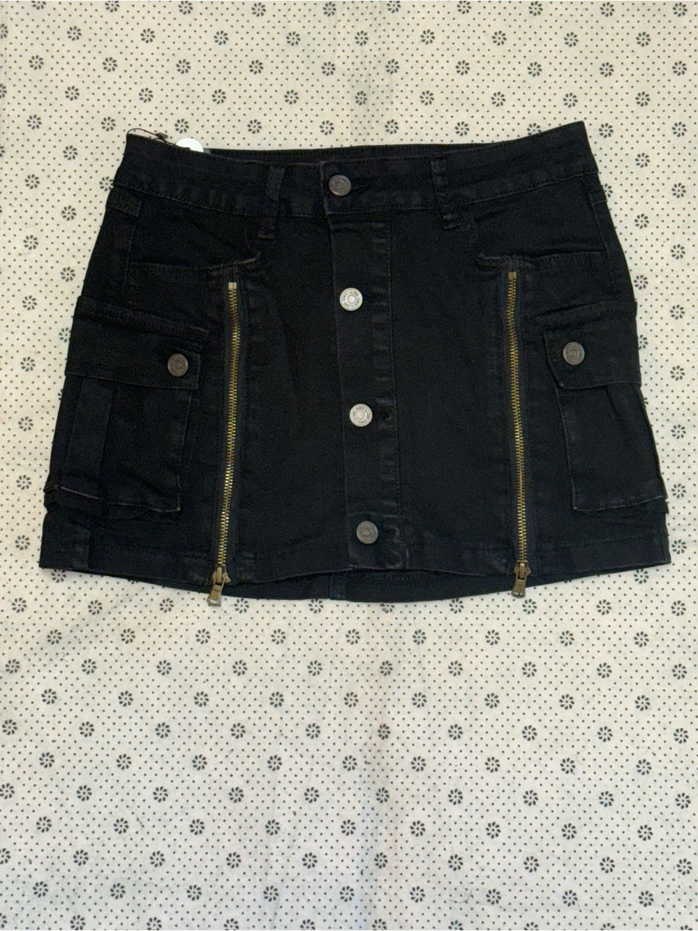 NWT ROMWE Black Cargo Mini Skirt Zip Front Utility Y2K Size Medium